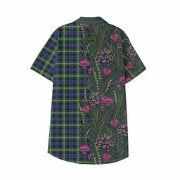 ScotsTee Shop Baillie (Bailey) Family Crest Tartan Kid Hawaiian Shirt Scottish Thistle Flower Pattern Half Style