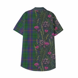 ScotsTee Shop Carmichael Family Crest Tartan Kid Hawaiian Shirt Scottish Thistle Flower Pattern Half Style
