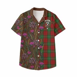 ScotsTee Shop Lennox Family Crest Tartan Kid Hawaiian Shirt Scottish Thistle Flower Pattern Half Style