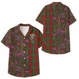 ScotsTee Shop Lennox Family Crest Tartan Kid Hawaiian Shirt Scottish Thistle Flower Pattern Half Style