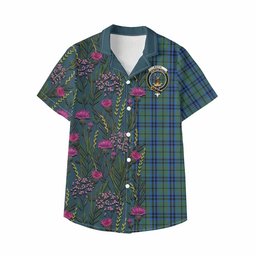 ScotsTee Shop Keith Family Crest Tartan Kid Hawaiian Shirt Scottish Thistle Flower Pattern Half Style