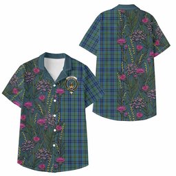 ScotsTee Shop Keith Family Crest Tartan Kid Hawaiian Shirt Scottish Thistle Flower Pattern Half Style