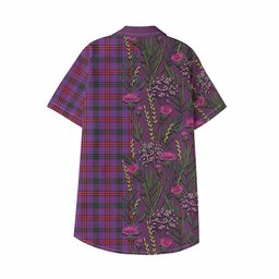 ScotsTee Shop Montgomery Family Crest Tartan Kid Hawaiian Shirt Scottish Thistle Flower Pattern Half Style
