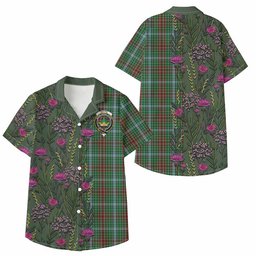 ScotsTee Shop Gayre Family Crest Tartan Kid Hawaiian Shirt Scottish Thistle Flower Pattern Half Style