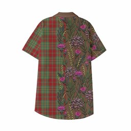 ScotsTee Shop Leask Family Crest Tartan Kid Hawaiian Shirt Scottish Thistle Flower Pattern Half Style