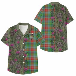 ScotsTee Shop Muirhead Family Crest Tartan Kid Hawaiian Shirt Scottish Thistle Flower Pattern Half Style