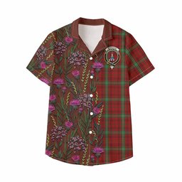 ScotsTee Shop Morrison Family Crest Tartan Kid Hawaiian Shirt Scottish Thistle Flower Pattern Half Style
