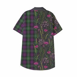 ScotsTee Shop Wilson Family Crest Tartan Kid Hawaiian Shirt Scottish Thistle Flower Pattern Half Style