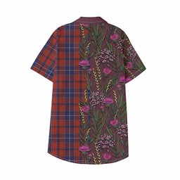 ScotsTee Shop Wishart Family Crest Tartan Kid Hawaiian Shirt Scottish Thistle Flower Pattern Half Style