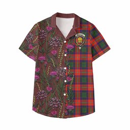 ScotsTee Shop Wauchope Family Crest Tartan Kid Hawaiian Shirt Scottish Thistle Flower Pattern Half Style
