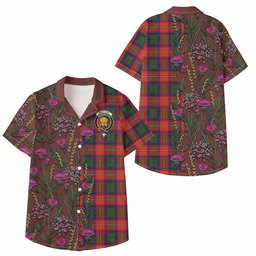 ScotsTee Shop Wauchope Family Crest Tartan Kid Hawaiian Shirt Scottish Thistle Flower Pattern Half Style