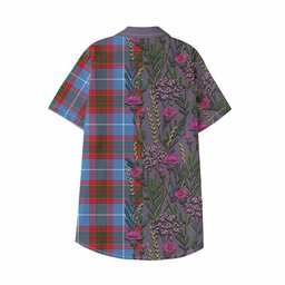 ScotsTee Shop Pennycook Family Crest Tartan Kid Hawaiian Shirt Scottish Thistle Flower Pattern Half Style