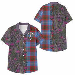 ScotsTee Shop Pennycook Family Crest Tartan Kid Hawaiian Shirt Scottish Thistle Flower Pattern Half Style