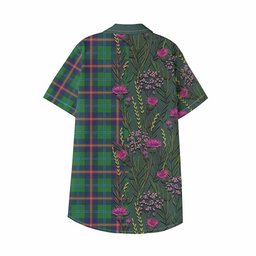 ScotsTee Shop Young Family Crest Tartan Kid Hawaiian Shirt Scottish Thistle Flower Pattern Half Style