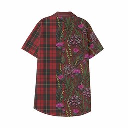 ScotsTee Shop Wallace Family Crest Tartan Kid Hawaiian Shirt Scottish Thistle Flower Pattern Half Style