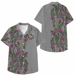 ScotsTee Shop Shepherd Family Crest Tartan Kid Hawaiian Shirt Scottish Thistle Flower Pattern Half Style