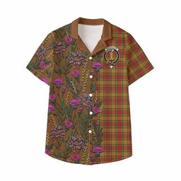 ScotsTee Shop Scrymgeour Family Crest Tartan Kid Hawaiian Shirt Scottish Thistle Flower Pattern Half Style