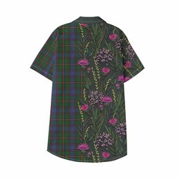 ScotsTee Shop Skene Family Crest Tartan Kid Hawaiian Shirt Scottish Thistle Flower Pattern Half Style