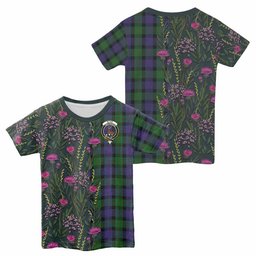 ScotsTee Shop Scottish Blair Family Crest Tartan T-shirt Scottish Thistle Flower Half Style