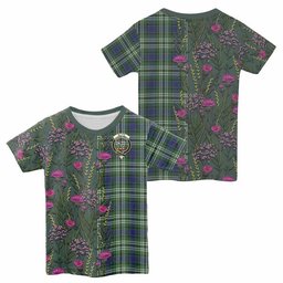 ScotsTee Shop Scottish Blyth Family Crest Tartan T-shirt Scottish Thistle Flower Half Style