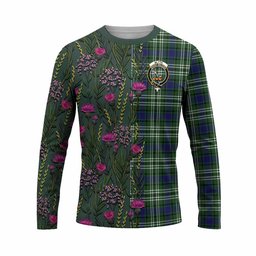 ScotsTee Shop Scottish Blyth Family Crest Tartan T-shirt Scottish Thistle Flower Half Style