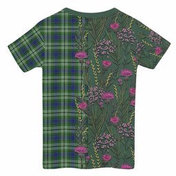 ScotsTee Shop Scottish Blackadder Family Crest Tartan T-shirt Scottish Thistle Flower Half Style