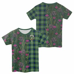 ScotsTee Shop Scottish Blackadder Family Crest Tartan T-shirt Scottish Thistle Flower Half Style