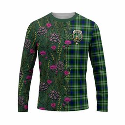 ScotsTee Shop Scottish Blackadder Family Crest Tartan T-shirt Scottish Thistle Flower Half Style