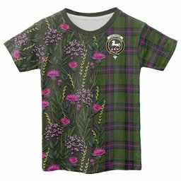ScotsTee Shop Scottish Cochrane Family Crest Tartan T-shirt Scottish Thistle Flower Half Style