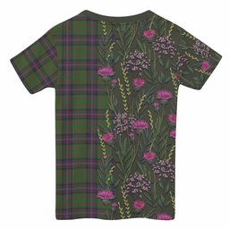ScotsTee Shop Scottish Cochrane Family Crest Tartan T-shirt Scottish Thistle Flower Half Style