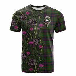 ScotsTee Shop Scottish Cochrane Family Crest Tartan T-shirt Scottish Thistle Flower Half Style