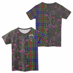 ScotsTee Shop Scottish Beattie (Beatty) Family Crest Tartan T-shirt Scottish Thistle Flower Half Style