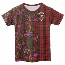 ScotsTee Shop Scottish Brodie Family Crest Tartan T-shirt Scottish Thistle Flower Half Style
