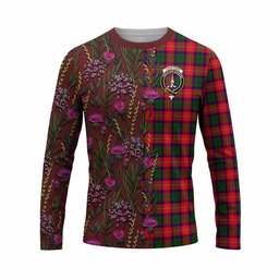 ScotsTee Shop Scottish Charteris Family Crest Tartan T-shirt Scottish Thistle Flower Half Style