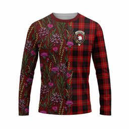 ScotsTee Shop Scottish Cunningham Family Crest Tartan T-shirt Scottish Thistle Flower Half Style