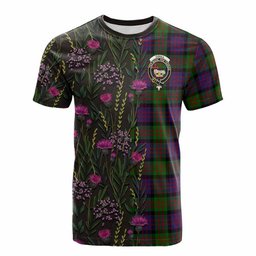 ScotsTee Shop Scottish Coull Family Crest Tartan T-shirt Scottish Thistle Flower Half Style