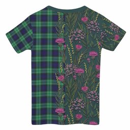 ScotsTee Shop Scottish Abercrombie Family Crest Tartan T-shirt Scottish Thistle Flower Half Style
