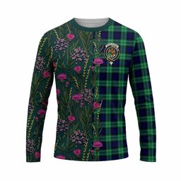 ScotsTee Shop Scottish Abercrombie Family Crest Tartan T-shirt Scottish Thistle Flower Half Style