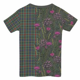 ScotsTee Shop Scottish Bisset Family Crest Tartan T-shirt Scottish Thistle Flower Half Style