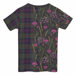 ScotsTee Shop Scottish MacDonald (McDonald) of Clanranald Family Crest Tartan T-shirt Scottish Thistle Flower Half Style