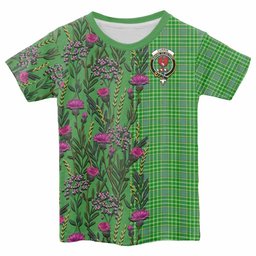 ScotsTee Shop Scottish Currie Family Crest Tartan T-shirt Scottish Thistle Flower Half Style