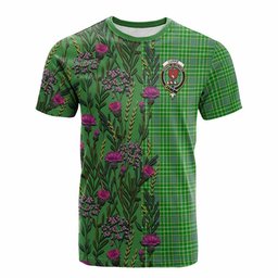 ScotsTee Shop Scottish Currie Family Crest Tartan T-shirt Scottish Thistle Flower Half Style