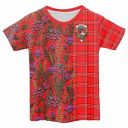 ScotsTee Shop Scottish Burnett Family Crest Tartan T-shirt Scottish Thistle Flower Half Style