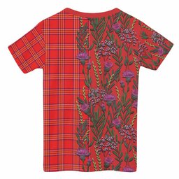 ScotsTee Shop Scottish Burnett Family Crest Tartan T-shirt Scottish Thistle Flower Half Style