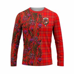ScotsTee Shop Scottish Burnett Family Crest Tartan T-shirt Scottish Thistle Flower Half Style