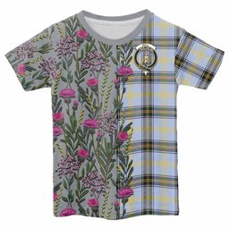 ScotsTee Shop Scottish Bell Family Crest Tartan T-shirt Scottish Thistle Flower Half Style