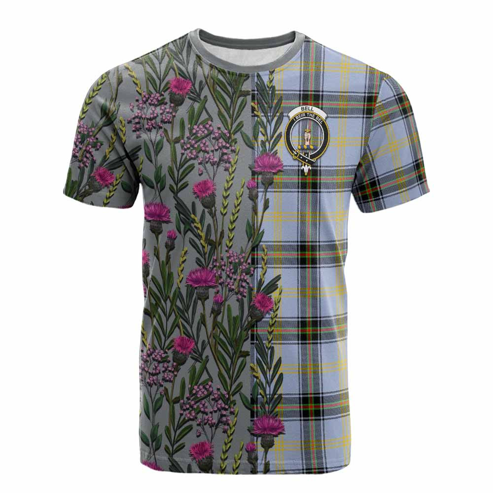 ScotsTee Shop Scottish Bell Family Crest Tartan T-shirt Scottish Thistle Flower Half Style