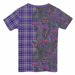 ScotsTee Shop Scottish Ochterlony Family Crest Tartan T-shirt Scottish Thistle Flower Half Style