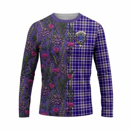 ScotsTee Shop Scottish Ochterlony Family Crest Tartan T-shirt Scottish Thistle Flower Half Style