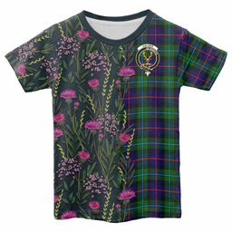 ScotsTee Shop Scottish Calder Family Crest Tartan T-shirt Scottish Thistle Flower Half Style